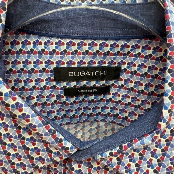 Bugatchi Blue and White Casual Button Down Shirt - Picture 7 of 8